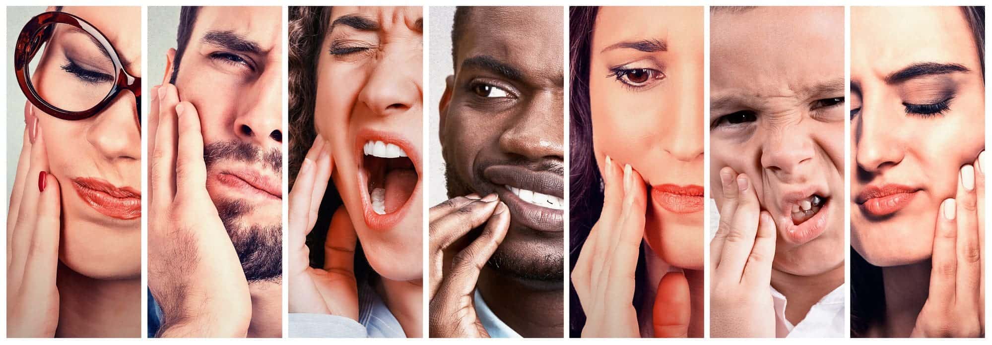 Grupo de personas con dolor de muelas Grupo de personas con dolor de muelas - ir al dentista durante el confinamiento